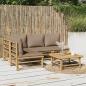 Preview: ARDEBO.de - 5-tlg. Garten-Lounge-Set mit Kissen Taupe Bambus