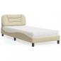 Preview: ARDEBO.de - Bett mit Matratze Creme 80x200 cm Stoff