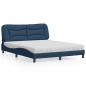 Preview: ARDEBO.de - Bett mit Matratze Blau 160x200 cm Stoff