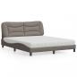 Preview: ARDEBO.de - Bett mit Matratze Taupe 160x200 cm Stoff