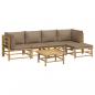 Preview: 6-tlg. Garten-Lounge-Set mit Kissen Taupe Bambus