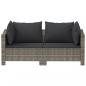 Preview: 2-tlg. Garten-Lounge-Set mit Kissen Grau Poly Rattan