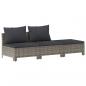 Preview: 3-tlg. Garten-Lounge-Set mit Kissen Grau Poly Rattan