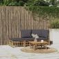 Preview: ARDEBO.de - 3-tlg. Garten-Lounge-Set mit Dunkelgrauen Kissen Bambus