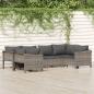 Preview: ARDEBO.de - 6-tlg. Garten-Lounge-Set mit Kissen Grau Poly Rattan