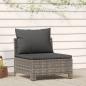 Preview: ARDEBO.de - Garten-Mittelsofa mit Kissen Grau Poly Rattan