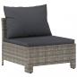 Preview: Garten-Mittelsofa mit Kissen Grau Poly Rattan