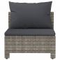 Preview: Garten-Mittelsofa mit Kissen Grau Poly Rattan