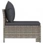 Preview: Garten-Mittelsofa mit Kissen Grau Poly Rattan