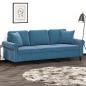 Preview: ARDEBO.de - 3-Sitzer-Sofa mit Zierkissen Blau 180 cm Samt