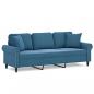 Preview: 3-Sitzer-Sofa mit Zierkissen Blau 180 cm Samt