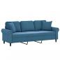 Preview: 3-Sitzer-Sofa mit Zierkissen Blau 180 cm Samt