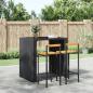 Preview: ARDEBO.de - Barhocker 2 Stk. Schwarz Poly Rattan und Massivholz Akazie