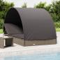 Preview: ARDEBO.de - 2-Personen-Sonnenliege mit Dach Grau 211x112x140 Poly Rattan