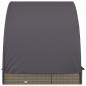 Preview: 2-Personen-Sonnenliege mit Dach Grau 211x112x140 Poly Rattan