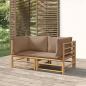 Preview: ARDEBO.de - Garten-Ecksofas mit Taupe Kissen 2 Stk. Bambus