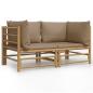 Preview: Garten-Ecksofas mit Taupe Kissen 2 Stk. Bambus