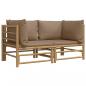 Preview: Garten-Ecksofas mit Taupe Kissen 2 Stk. Bambus