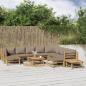 Preview: ARDEBO.de - 12-tlg. Garten-Lounge-Set mit Kissen Taupe Bambus