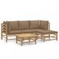 Preview: 5-tlg. Garten-Lounge-Set mit Kissen Taupe Bambus