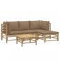 Preview: 5-tlg. Garten-Lounge-Set mit Kissen Taupe Bambus