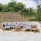 Preview: ARDEBO.de - 12-tlg. Garten-Lounge-Set mit Hellgrauen Kissen Bambus