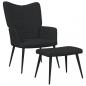 Preview: ARDEBO.de - Relaxsessel mit Hocker Schwarz Stoff