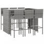 Preview: 7-tlg. Gartenbar-Set mit Kissen Grau Poly Rattan