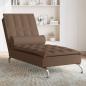 Preview: ARDEBO.de - Massage-Chaiselongue mit Nackenrolle Braun Stoff