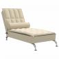 Preview: Massage-Chaiselongue mit Nackenrolle Creme Stoff