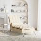 Preview: Massage-Chaiselongue mit Nackenrolle Creme Stoff