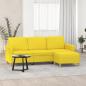 Preview: ARDEBO.de - 3-Sitzer-Sofa mit Hocker Hellgelb 180 cm Stoff