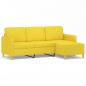 Preview: 3-Sitzer-Sofa mit Hocker Hellgelb 180 cm Stoff