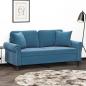 Preview: ARDEBO.de - 2-Sitzer-Sofa mit Zierkissen Blau 140 cm Samt