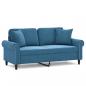 Preview: 2-Sitzer-Sofa mit Zierkissen Blau 140 cm Samt