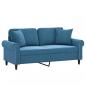 Preview: 2-Sitzer-Sofa mit Zierkissen Blau 140 cm Samt