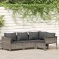 Preview: ARDEBO.de - 4-tlg. Garten-Lounge-Set mit Kissen Grau Poly Rattan