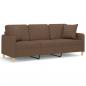 Preview: 3-Sitzer-Sofa mit Zierkissen Braun 180 cm Stoff