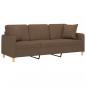 Preview: 3-Sitzer-Sofa mit Zierkissen Braun 180 cm Stoff