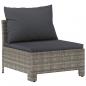 Preview: 3-tlg. Garten-Lounge-Set mit Kissen Grau Poly Rattan