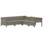 Preview: 5-tlg. Garten-Lounge-Set mit Kissen Grau Poly Rattan