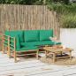 Preview: ARDEBO.de - 5-tlg. Garten-Lounge-Set mit Grünen Kissen Bambus