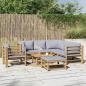 Preview: ARDEBO.de - 8-tlg. Garten-Lounge-Set mit Kissen Hellgrau Bambus