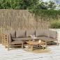 Preview: ARDEBO.de - 7-tlg. Garten-Lounge-Set mit Taupe Kissen Bambus