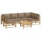 Preview: 7-tlg. Garten-Lounge-Set mit Taupe Kissen Bambus