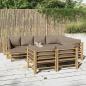 Preview: ARDEBO.de - 10-tlg. Garten-Lounge-Set mit Kissen Taupe Bambus