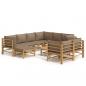 Preview: 10-tlg. Garten-Lounge-Set mit Kissen Taupe Bambus