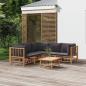 Preview: ARDEBO.de - 6-tlg. Garten-Lounge-Set mit Dunkelgrauen Kissen Bambus