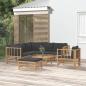 Preview: ARDEBO.de - 8-tlg. Garten-Lounge-Set mit Dunkelgrauen Kissen Bambus