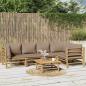 Preview: ARDEBO.de - 6-tlg. Garten-Lounge-Set mit Kissen Taupe Bambus